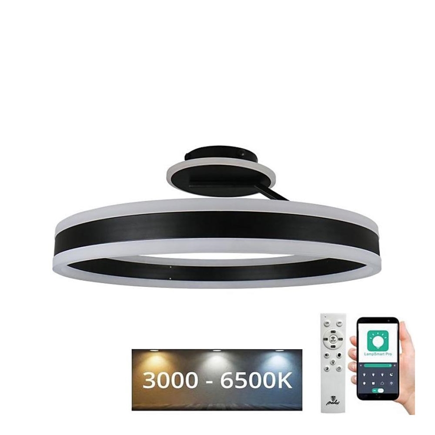 LED Aptumšojama virsapmetuma lustra LED/86W/230V 3000-6500K melna + tālvadības pults