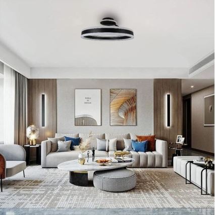 LED Aptumšojama virsapmetuma lustra LED/86W/230V 3000-6500K melna + tālvadības pults