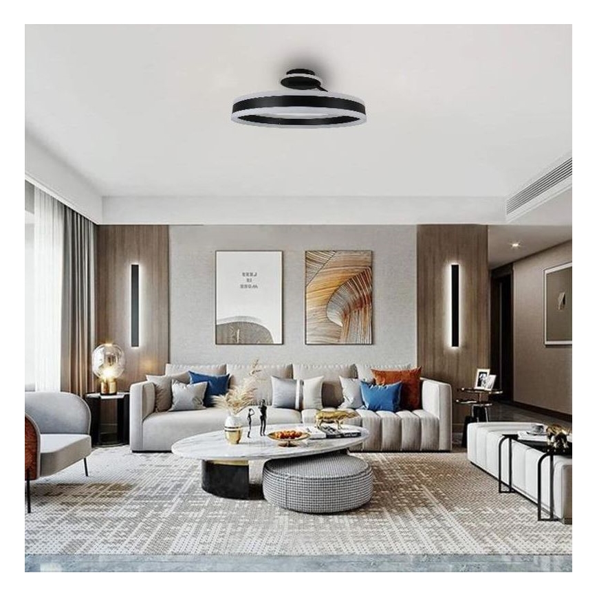 LED Aptumšojama virsapmetuma lustra LED/86W/230V 3000-6500K melna + tālvadības pults