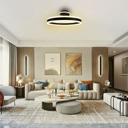 LED Aptumšojama virsapmetuma lustra LED/86W/230V 3000-6500K melna + tālvadības pults