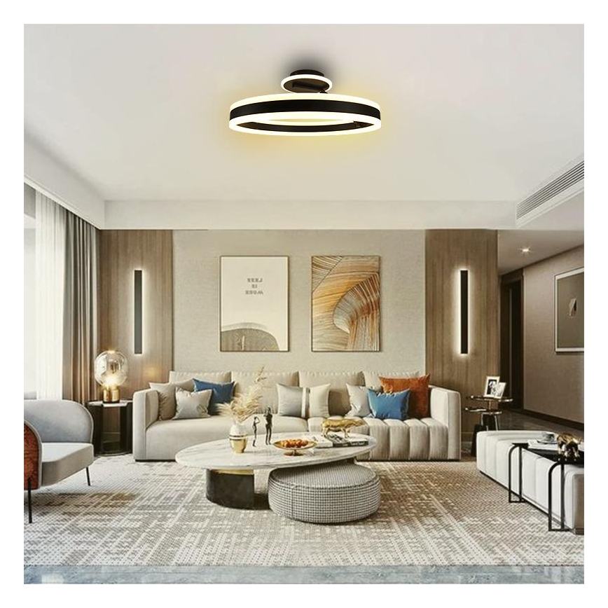 LED Aptumšojama virsapmetuma lustra LED/86W/230V 3000-6500K melna + tālvadības pults