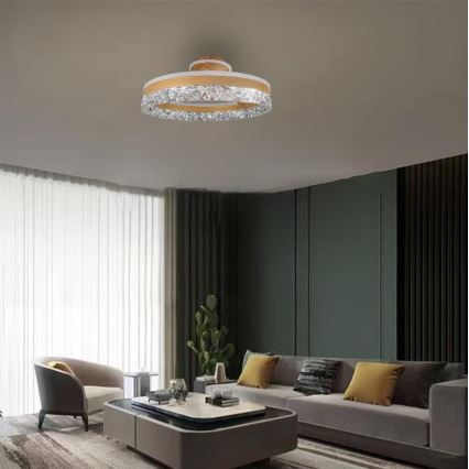 LED Aptumšojama virsapmetuma lustra LED/86W/230V 3000-6500K zelta + tālvadības pults