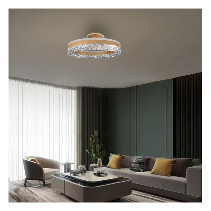 LED Aptumšojama virsapmetuma lustra LED/86W/230V 3000-6500K zelta + tālvadības pults