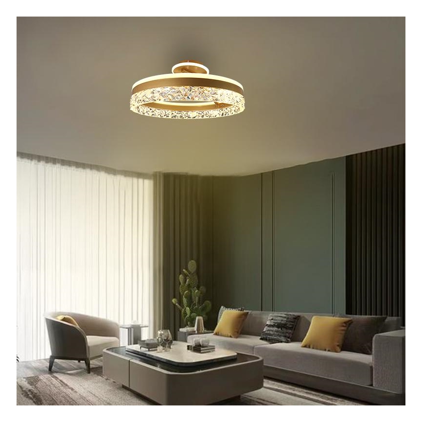 LED Aptumšojama virsapmetuma lustra LED/86W/230V 3000-6500K zelta + tālvadības pults