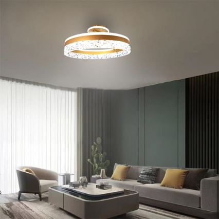 LED Aptumšojama virsapmetuma lustra LED/86W/230V 3000-6500K zelta + tālvadības pults