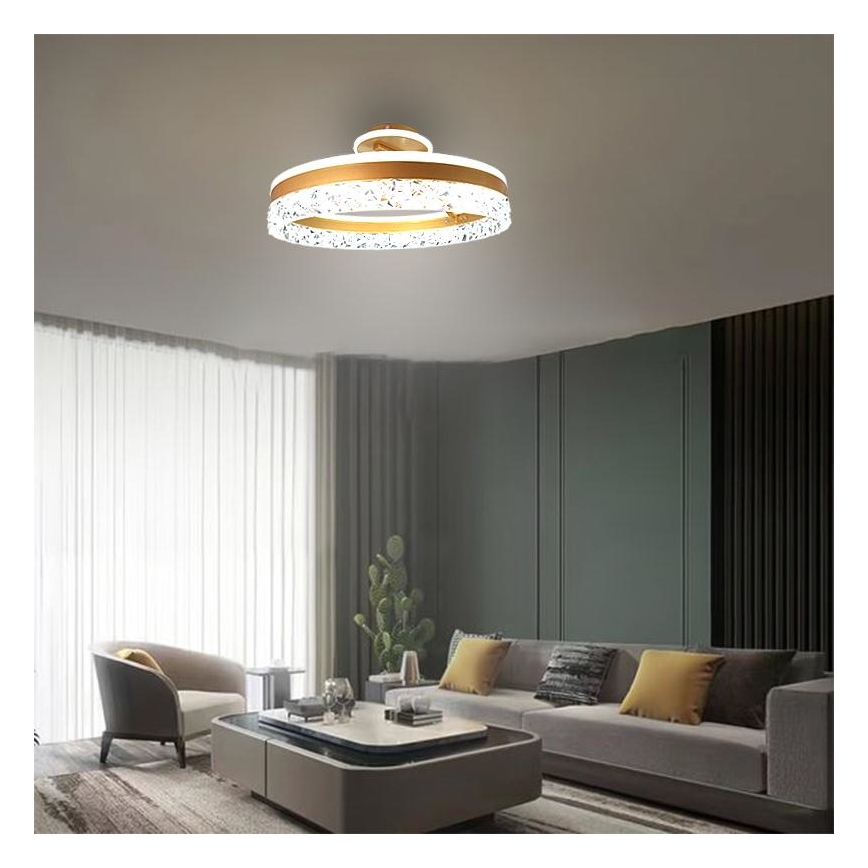 LED Aptumšojama virsapmetuma lustra LED/86W/230V 3000-6500K zelta + tālvadības pults
