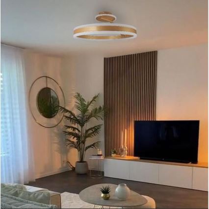 LED Aptumšojama virsapmetuma lustra LED/86W/230V 3000-6500K zelta + tālvadības pults