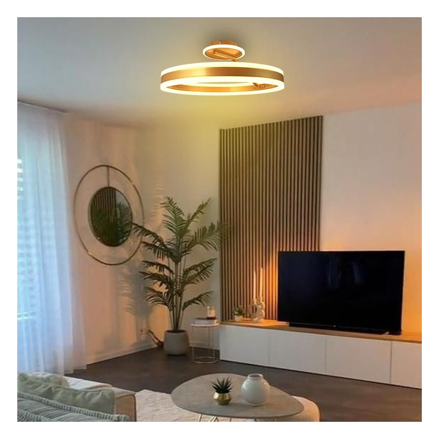 LED Aptumšojama virsapmetuma lustra LED/86W/230V 3000-6500K zelta + tālvadības pults