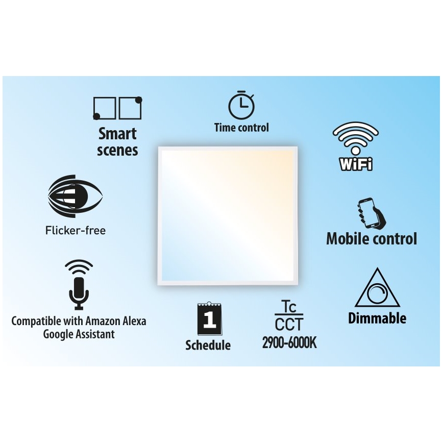LED Aptumšojams iegremdējams panelis LIBRA LED/40W/230V 2900-6000K Wi-Fi Tuya