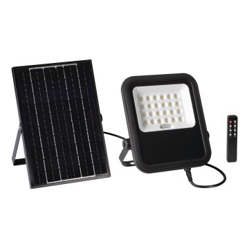 LED Aptumšojams prožektors ar saules enerģijas paneli un krēslas sensoru LED/10W/10000 mAh 3,2V IP65 + tālvadības pults