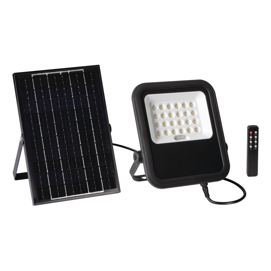 LED Aptumšojams prožektors ar saules enerģijas paneli un krēslas sensoru LED/10W/10000 mAh 3,2V IP65 + tālvadības pults