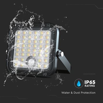 LED Aptumšojams saules enerģijas prožektors ar sensoru LED/10W/3,7V 4000/6000K IP65 3600 mAh + tālvadības pults