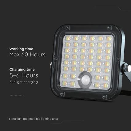 LED Aptumšojams saules enerģijas prožektors ar sensoru LED/10W/3,7V 4000/6000K IP65 3600 mAh + tālvadības pults