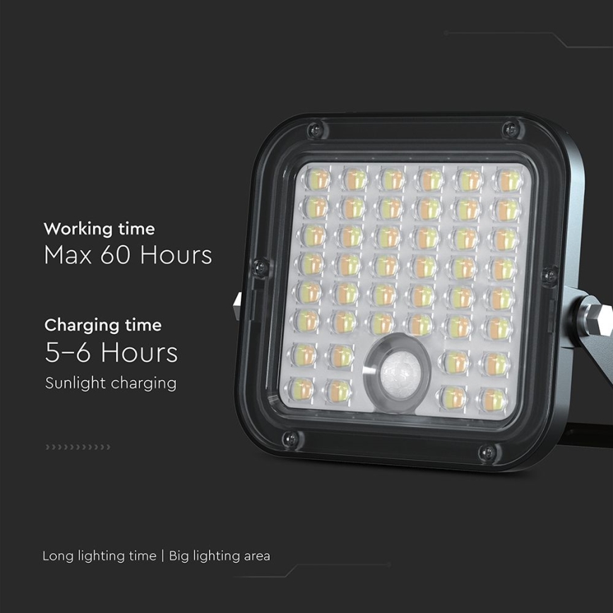 LED Aptumšojams saules enerģijas prožektors ar sensoru LED/10W/3,7V 4000/6000K IP65 3600 mAh + tālvadības pults