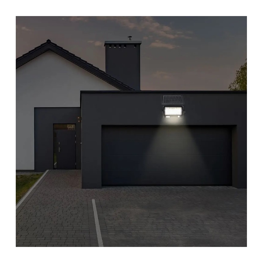 LED Aptumšojams saules enerģijas prožektors ar sensoru LED/10W/3,7V 4000K IP65 7200 mAh + USB ports