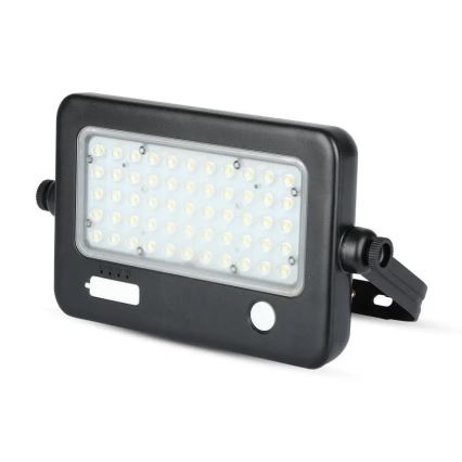 LED Aptumšojams saules enerģijas prožektors ar sensoru LED/10W/3,7V 4000K IP65 7200 mAh + USB ports