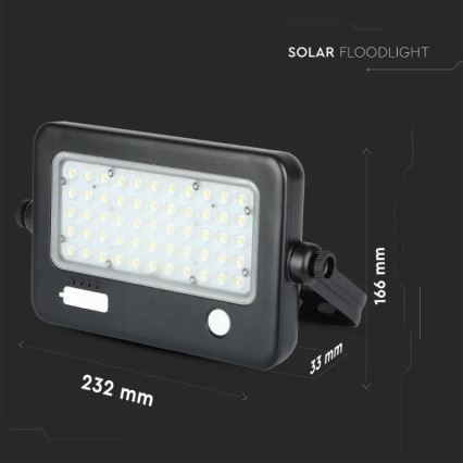 LED Aptumšojams saules enerģijas prožektors ar sensoru LED/10W/3,7V 4000K IP65 7200 mAh + USB ports