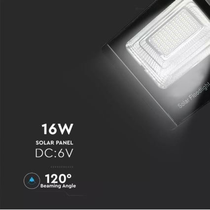 LED Aptumšojams saules enerģijas prožektors LED/16W/3,2V 4000K IP65 10000 mAh + tālvadības pults