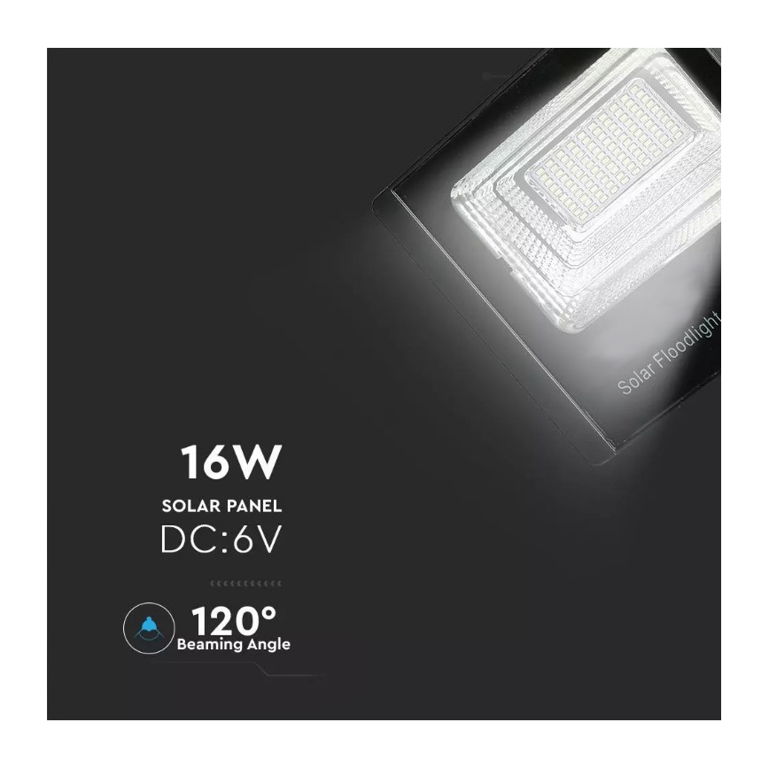 LED Aptumšojams saules enerģijas prožektors LED/16W/3,2V 4000K IP65 10000 mAh + tālvadības pults