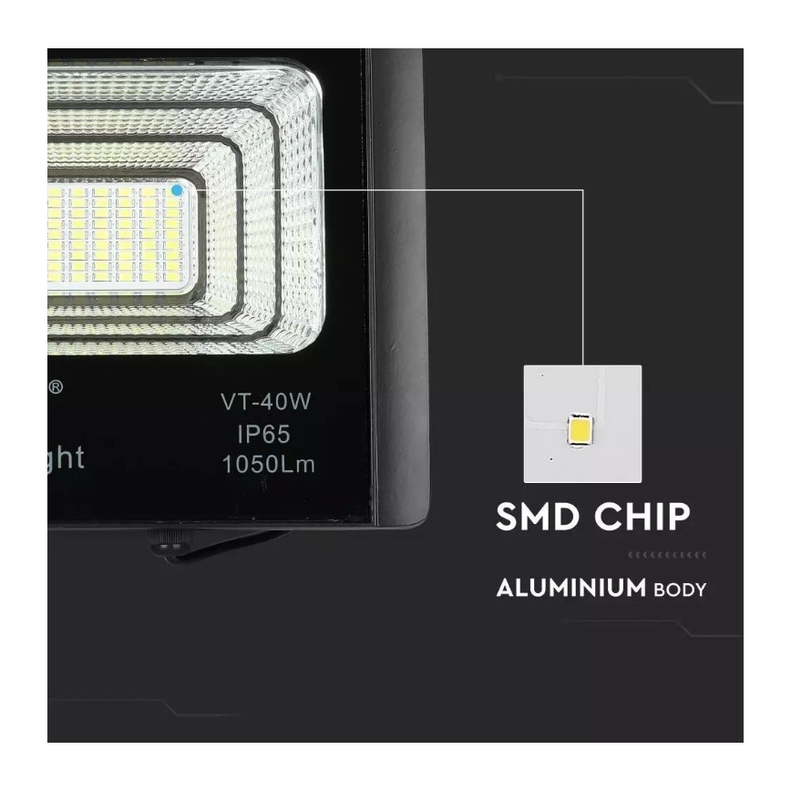 LED Aptumšojams saules enerģijas prožektors LED/16W/3,2V 4000K IP65 10000 mAh + tālvadības pults