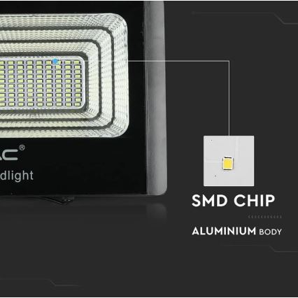 LED Aptumšojams saules enerģijas prožektors LED/20W/6,4V 4000K IP65 10000 mAh + tālvadības pults