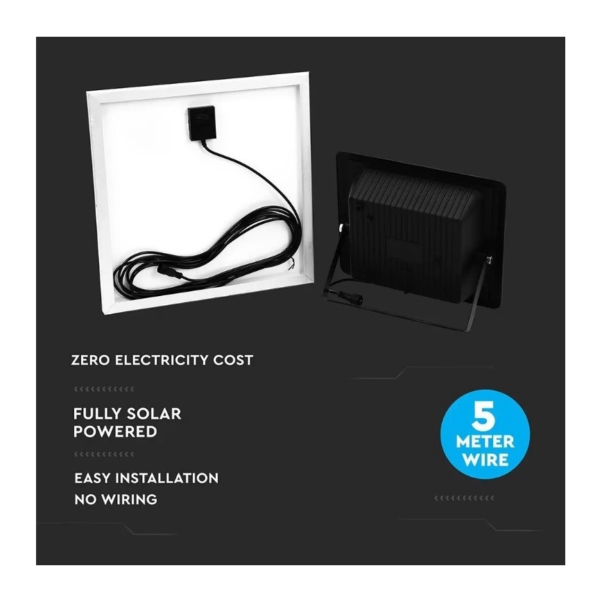 LED Aptumšojams saules enerģijas prožektors LED/20W/6,4V 4000K IP65 10000 mAh + tālvadības pults