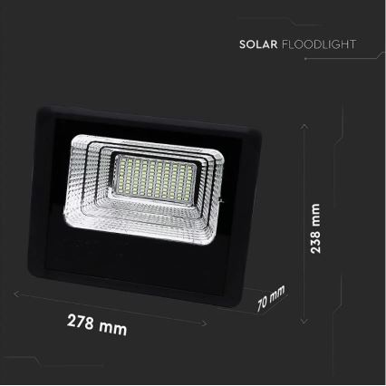 LED Aptumšojams saules enerģijas prožektors LED/20W/6,4V 4000K IP65 10000 mAh + tālvadības pults