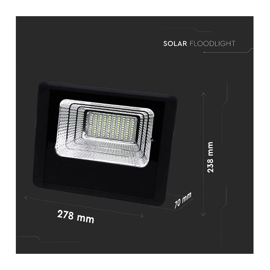 LED Aptumšojams saules enerģijas prožektors LED/20W/6,4V 4000K IP65 10000 mAh + tālvadības pults