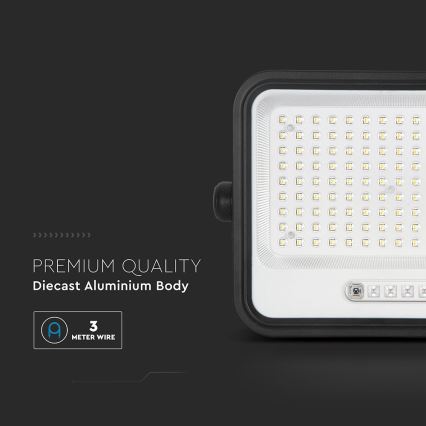 LED aptumšojams saules prožektors LED/300W/3,2V 2000-8000K IP65 15000 mAh melns + tālvadības pults