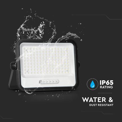 LED aptumšojams saules prožektors LED/300W/3,2V 2000-8000K IP65 15000 mAh melns + tālvadības pults