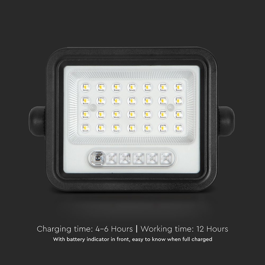 Regulējams LED saules prožektors LED/50W/3,2V 2000-8000K IP65 3800 mAh melns + tālvadības pults