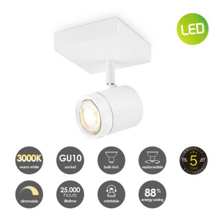 LED Aptumšojams starmetis MANU 1xGU10/5,8W/230V balts