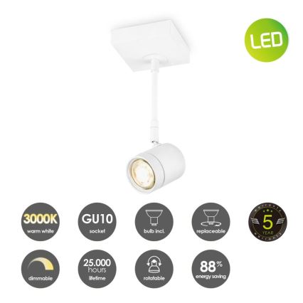 LED Aptumšojams starmetis MANU 1xGU10/5,8W/230V balts