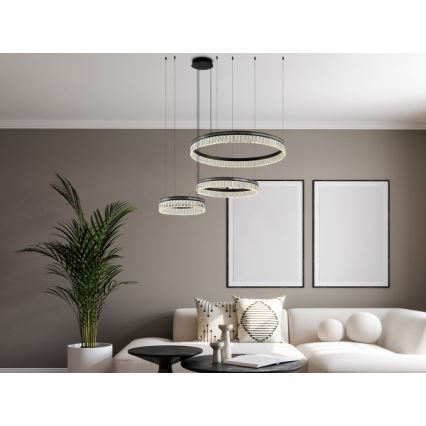 Aptumšojama LED kristāla lustra uz troses THALIA LED/120W/230V 3000-6000K + tālvadība