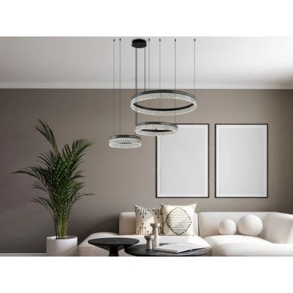 Aptumšojama LED kristāla lustra uz troses THALIA LED/120W/230V 3000-6000K + tālvadība