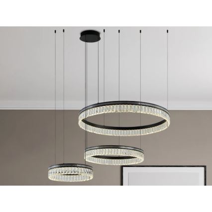 Aptumšojama LED kristāla lustra uz troses THALIA LED/120W/230V 3000-6000K + tālvadība