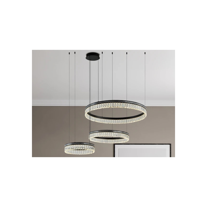 Aptumšojama LED kristāla lustra uz troses THALIA LED/120W/230V 3000-6000K + tālvadība