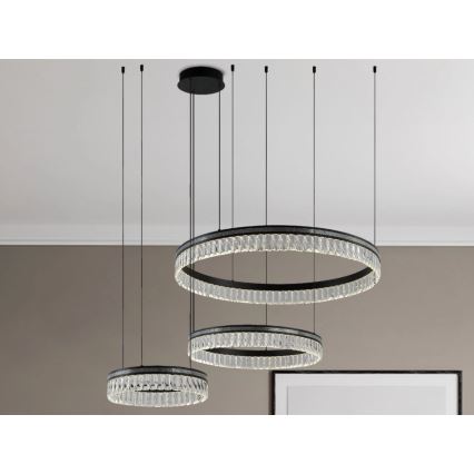 Aptumšojama LED kristāla lustra uz troses THALIA LED/120W/230V 3000-6000K + tālvadība