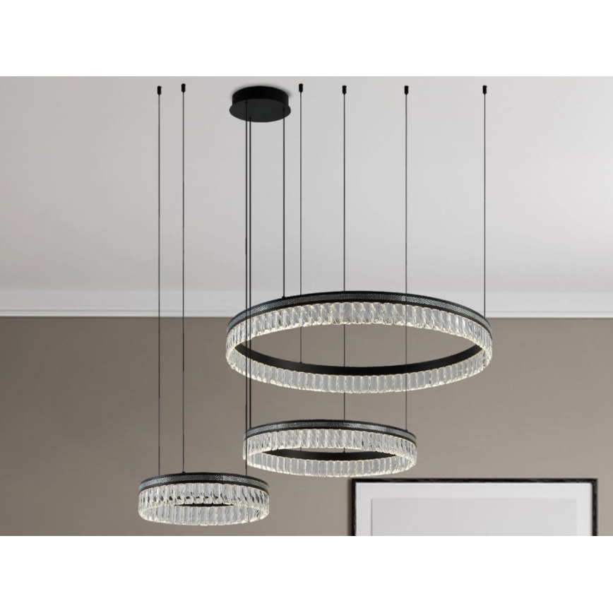 Aptumšojama LED kristāla lustra uz troses THALIA LED/120W/230V 3000-6000K + tālvadība