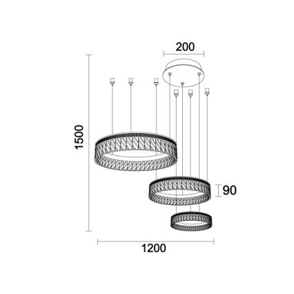 Aptumšojama LED kristāla lustra uz troses THALIA LED/120W/230V 3000-6000K + tālvadība