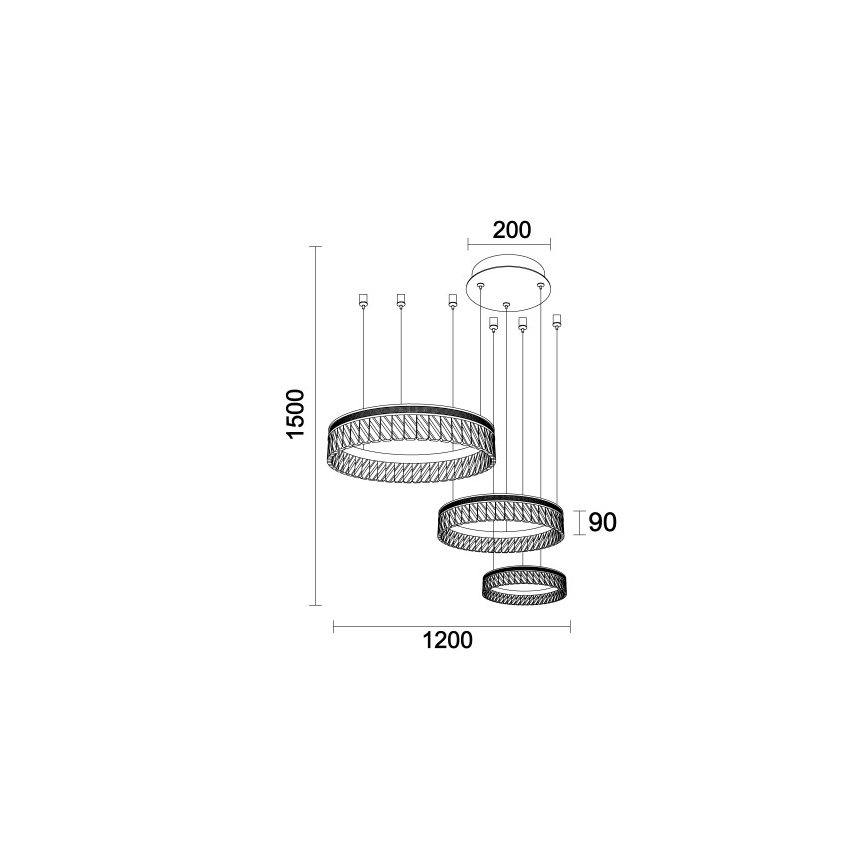 Aptumšojama LED kristāla lustra uz troses THALIA LED/120W/230V 3000-6000K + tālvadība
