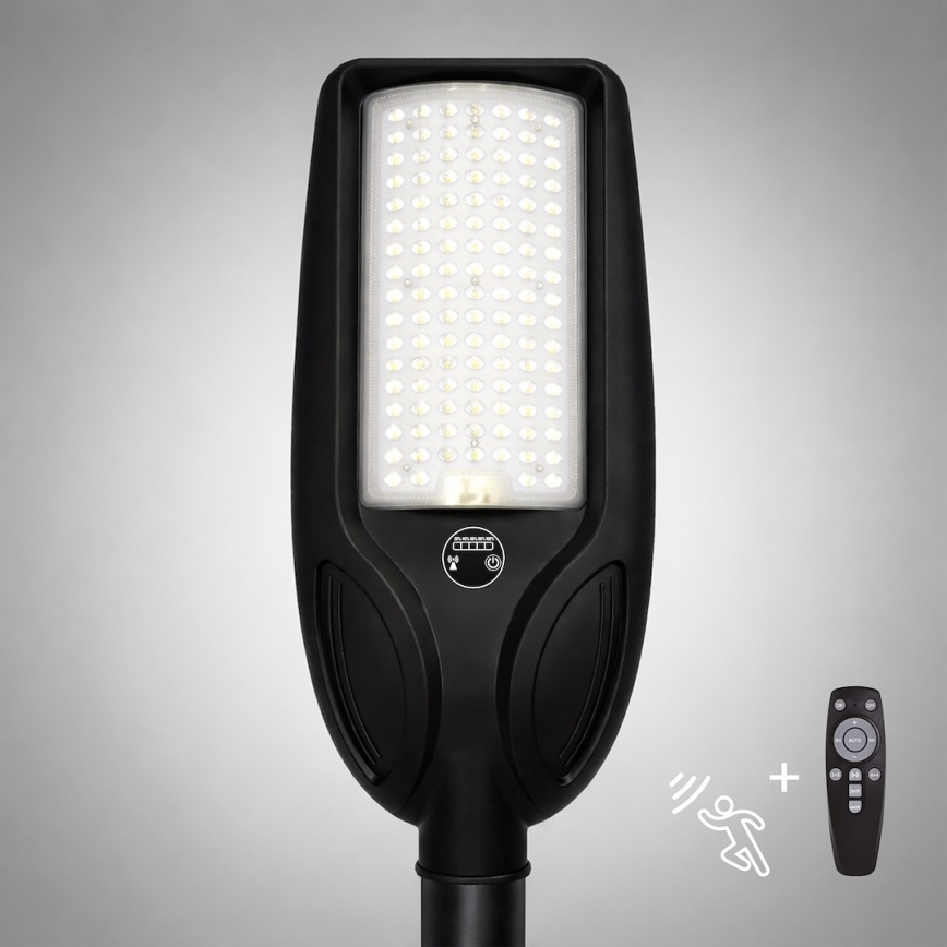 LED saules ielu lampa ar regulējamu spilgtumu un sensoru VENICE LED/100W/3,2V 6000 mAh IP65 melna + tālvadības pults