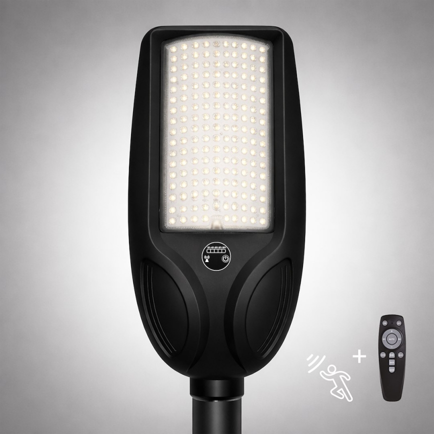 LED aptumšojama saules ielas lampa ar sensoru VENICE LED/200W/3,2V 12000 mAh IP65 melna + tālvadības pults