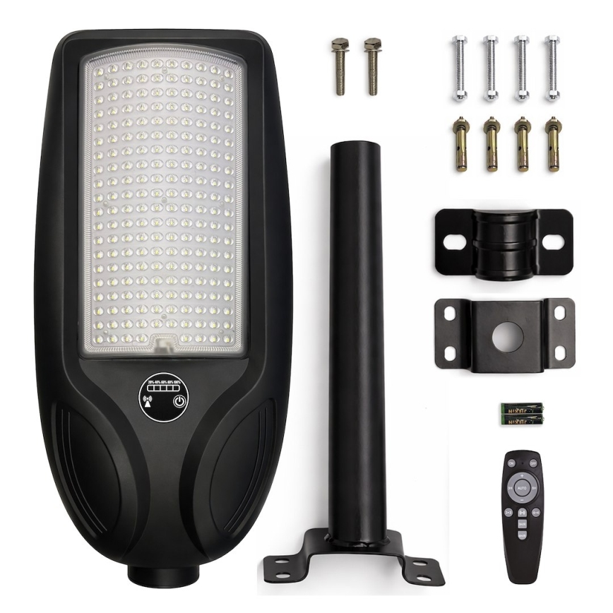 LED aptumšojama saules ielas lampa ar sensoru VENICE LED/200W/3,2V 12000 mAh IP65 melna + tālvadības pults