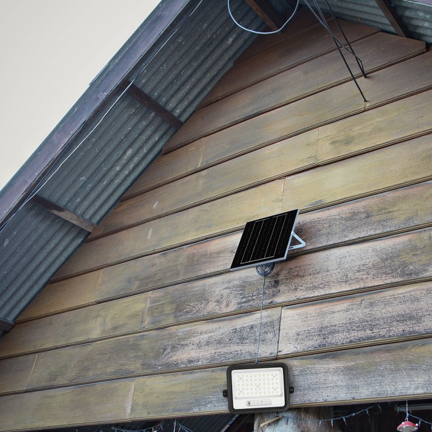 LED regulējams saules prožektors LED/100W/3,2V 2000-8000K IP65 5000 mAh melns + tālvadības pults