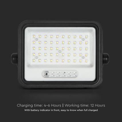 LED regulējams saules prožektors LED/100W/3,2V 2000-8000K IP65 5000 mAh melns + tālvadības pults