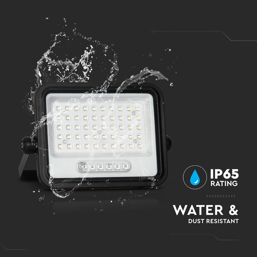 LED regulējams saules prožektors LED/100W/3,2V 2000-8000K IP65 5000 mAh melns + tālvadības pults