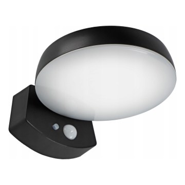LED ar regulējamu spilgtumu saules sienas gaismeklis ar sensoru LED/3W/3,7V 1800 mAh IP54 melns