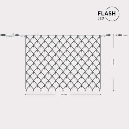 LED āra aizkars NET 240xLED/7,2W/230V 1,5x2 m IP44 siltā balta