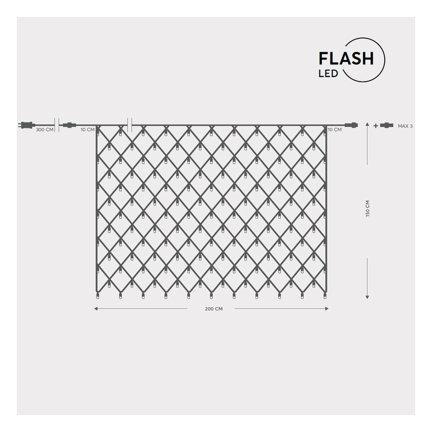 LED āra aizkars NET 240xLED/7,2W/230V 1,5x2 m IP44 siltā balta